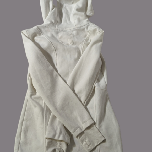 Women's White Zipper Hoodie - Picture 4 of 7